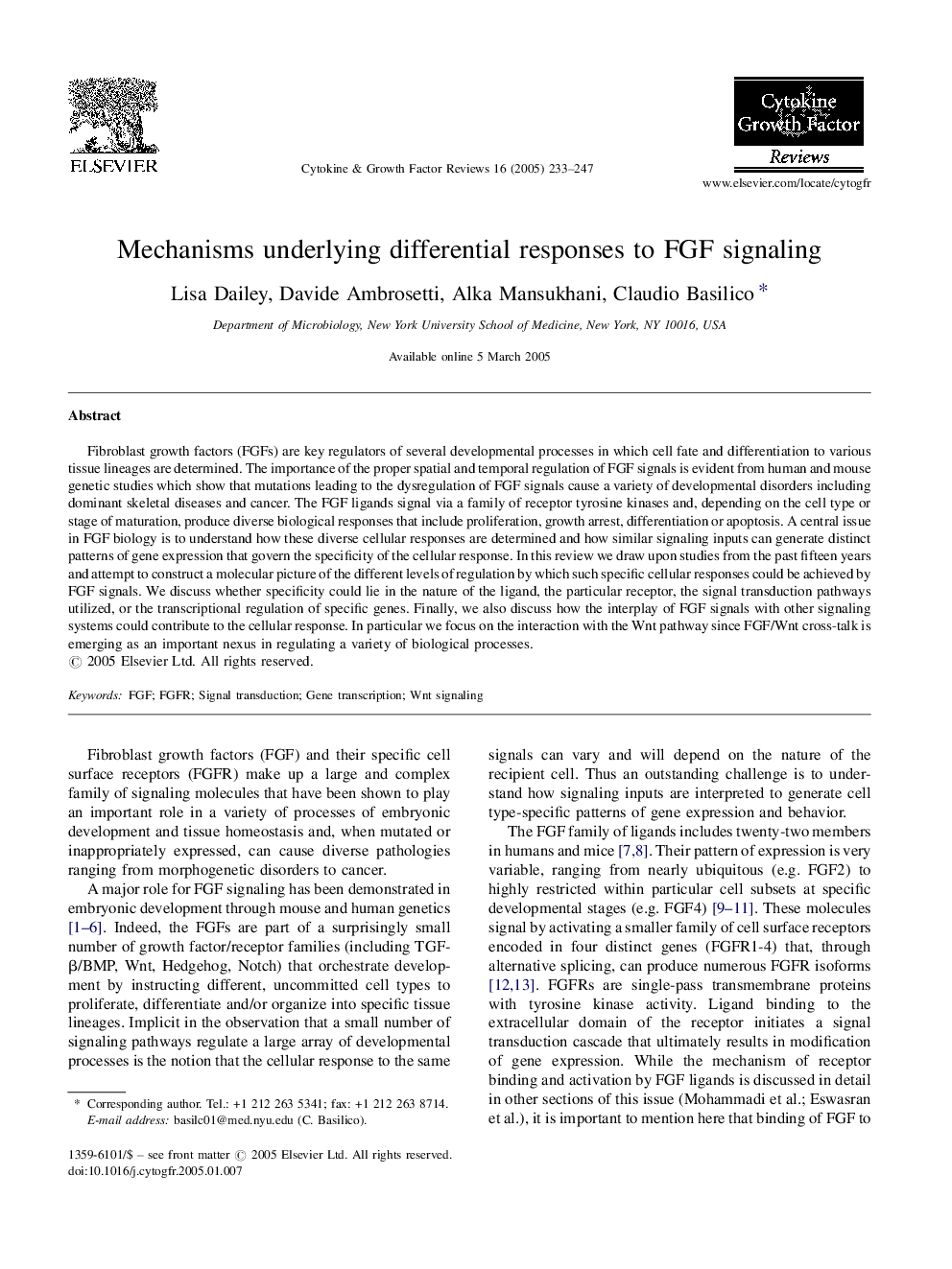 Mechanisms underlying differential responses to FGF signaling