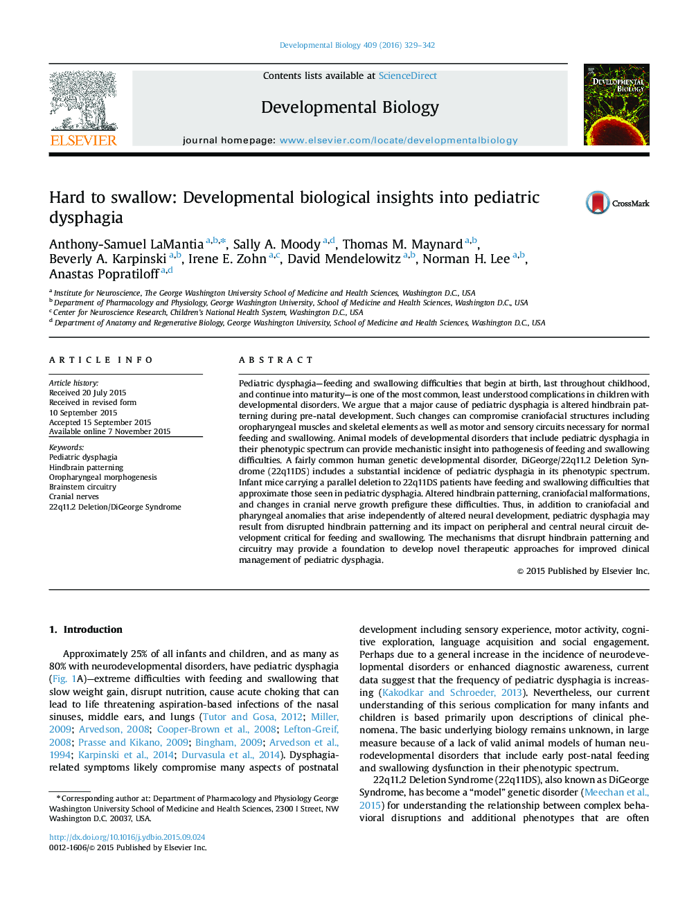 Hard to swallow: Developmental biological insights into pediatric dysphagia