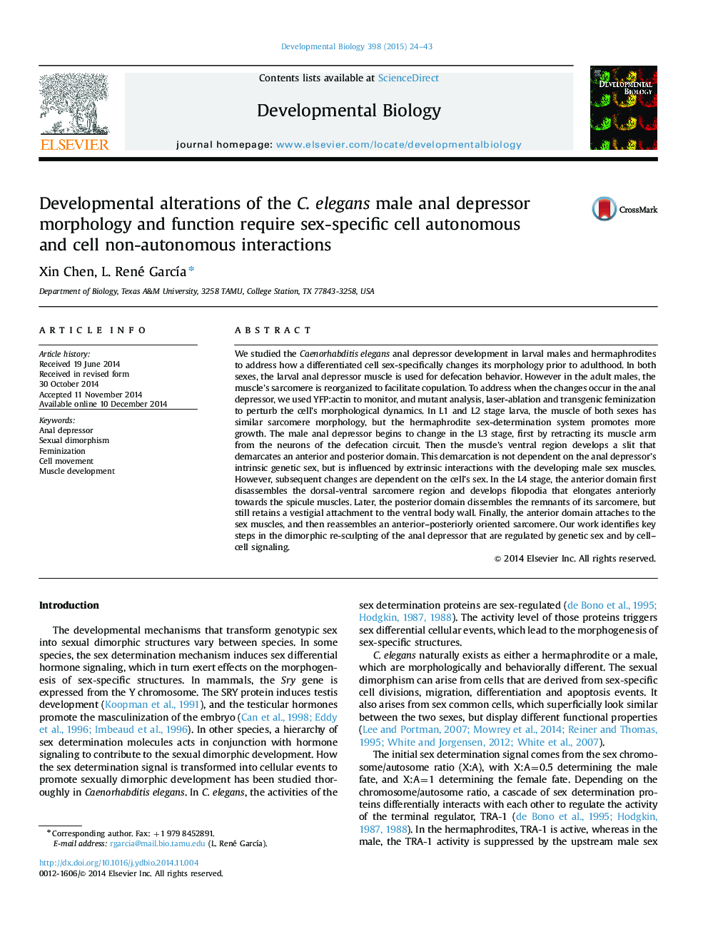 Developmental alterations of the C. elegans male anal depressor morphology and function require sex-specific cell autonomous and cell non-autonomous interactions