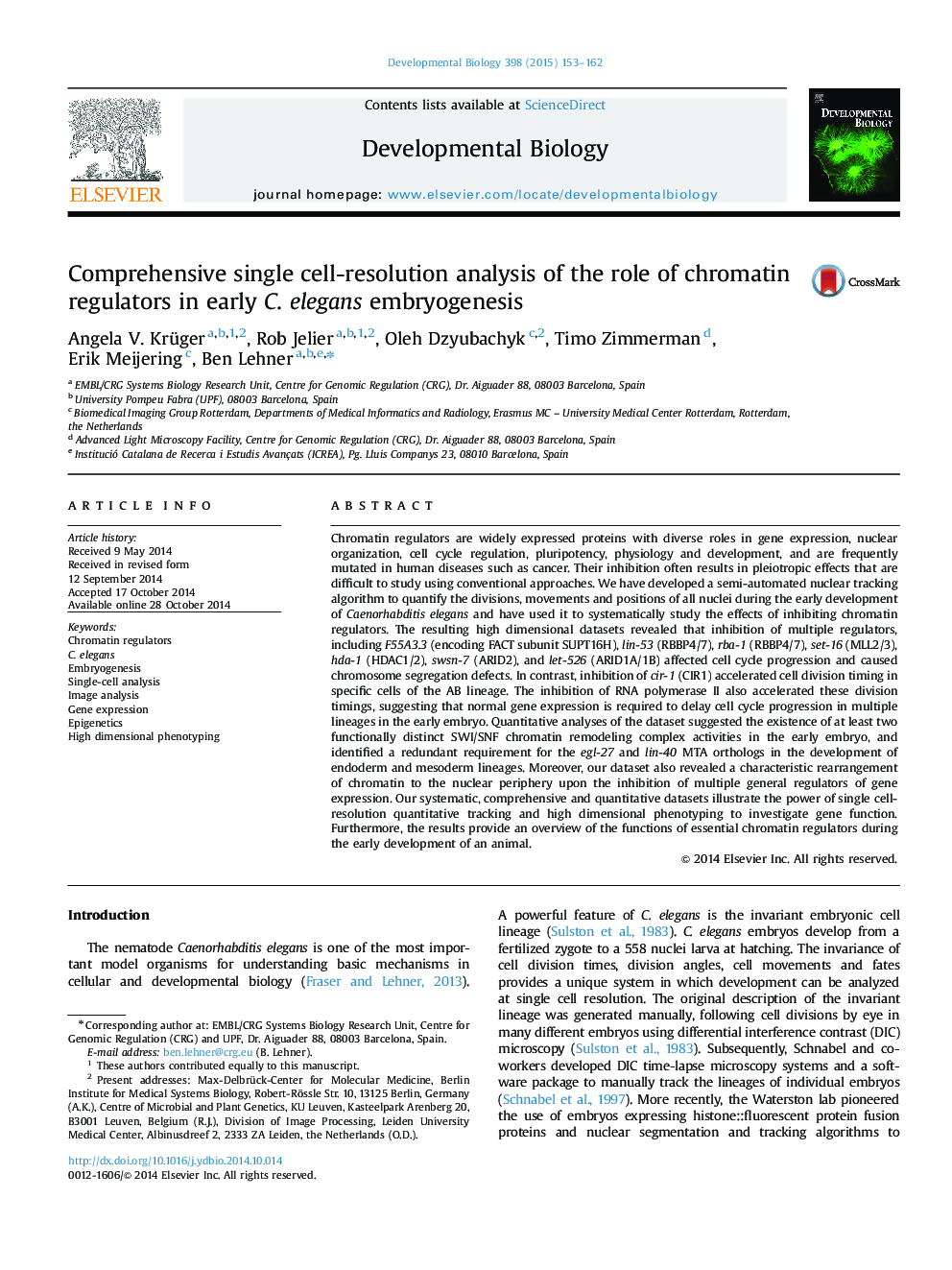 Comprehensive single cell-resolution analysis of the role of chromatin regulators in early C. elegans embryogenesis