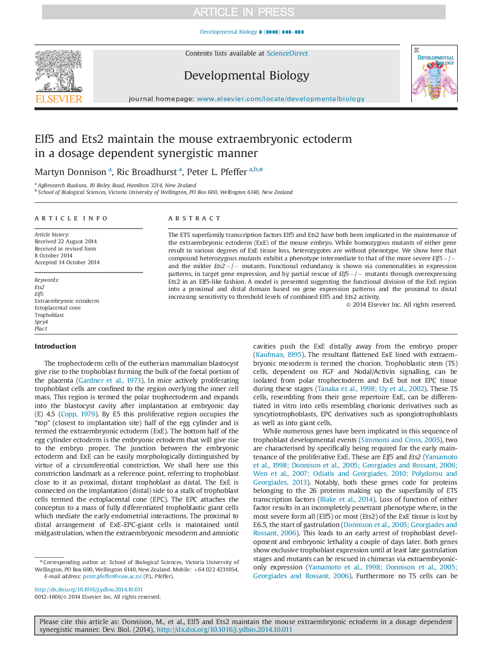 Elf5 and Ets2 maintain the mouse extraembryonic ectoderm in a dosage dependent synergistic manner