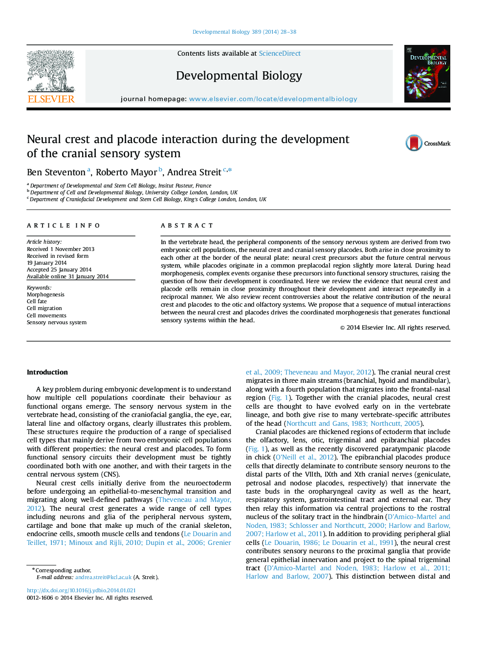 Neural crest and placode interaction during the development of the cranial sensory system