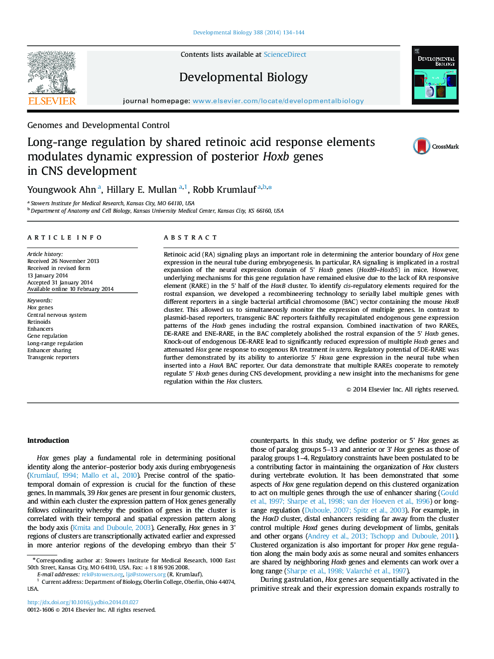 Long-range regulation by shared retinoic acid response elements modulates dynamic expression of posterior Hoxb genes in CNS development