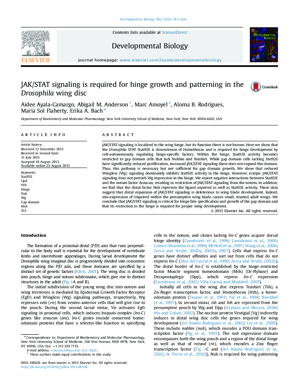 JAK/STAT signaling is required for hinge growth and patterning in the Drosophila wing disc