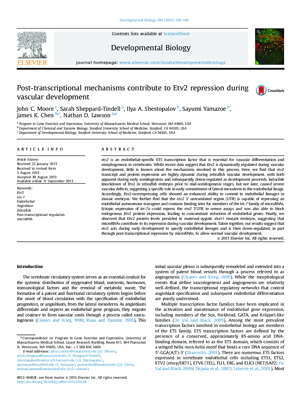 Post-transcriptional mechanisms contribute to Etv2 repression during vascular development