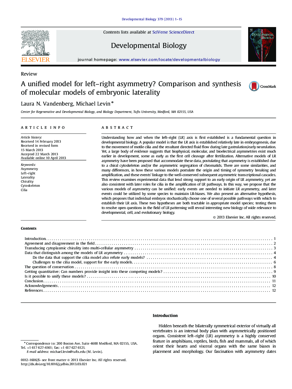 A unified model for left-right asymmetry? Comparison and synthesis of molecular models of embryonic laterality