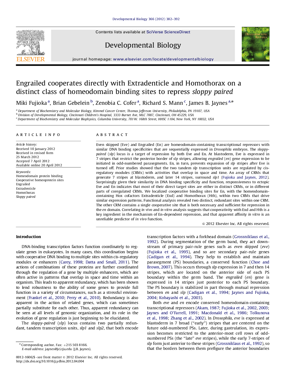 Engrailed cooperates directly with Extradenticle and Homothorax on a distinct class of homeodomain binding sites to repress sloppy paired