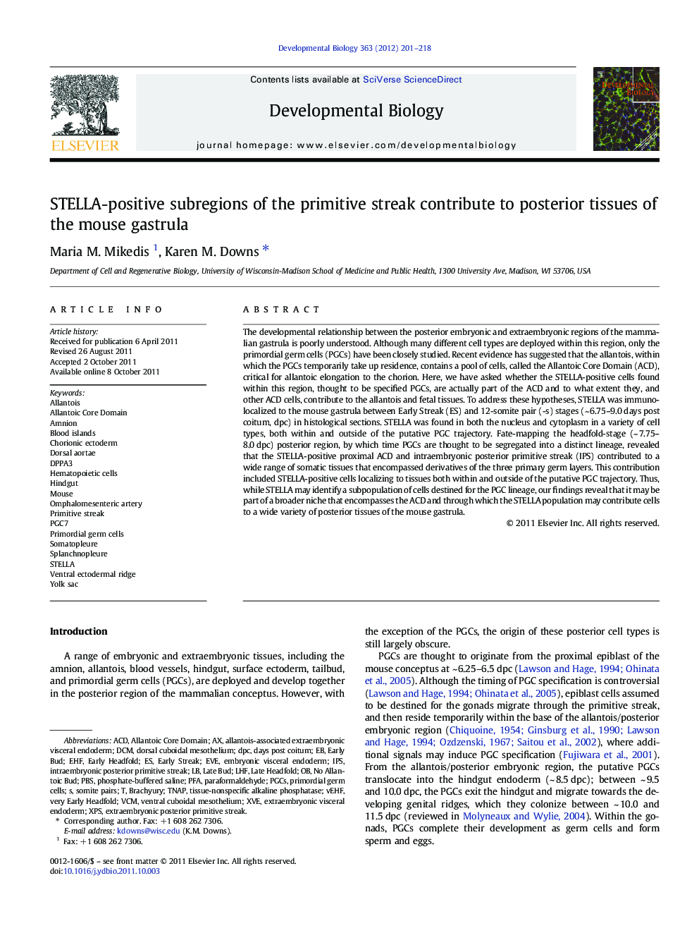 STELLA-positive subregions of the primitive streak contribute to posterior tissues of the mouse gastrula