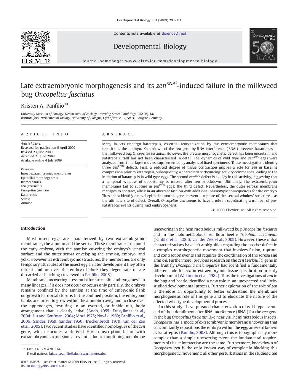 Late extraembryonic morphogenesis and its zenRNAi-induced failure in the milkweed bug Oncopeltus fasciatus