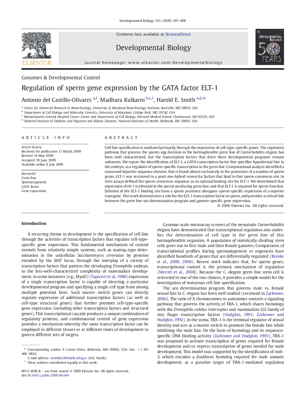 Regulation of sperm gene expression by the GATA factor ELT-1