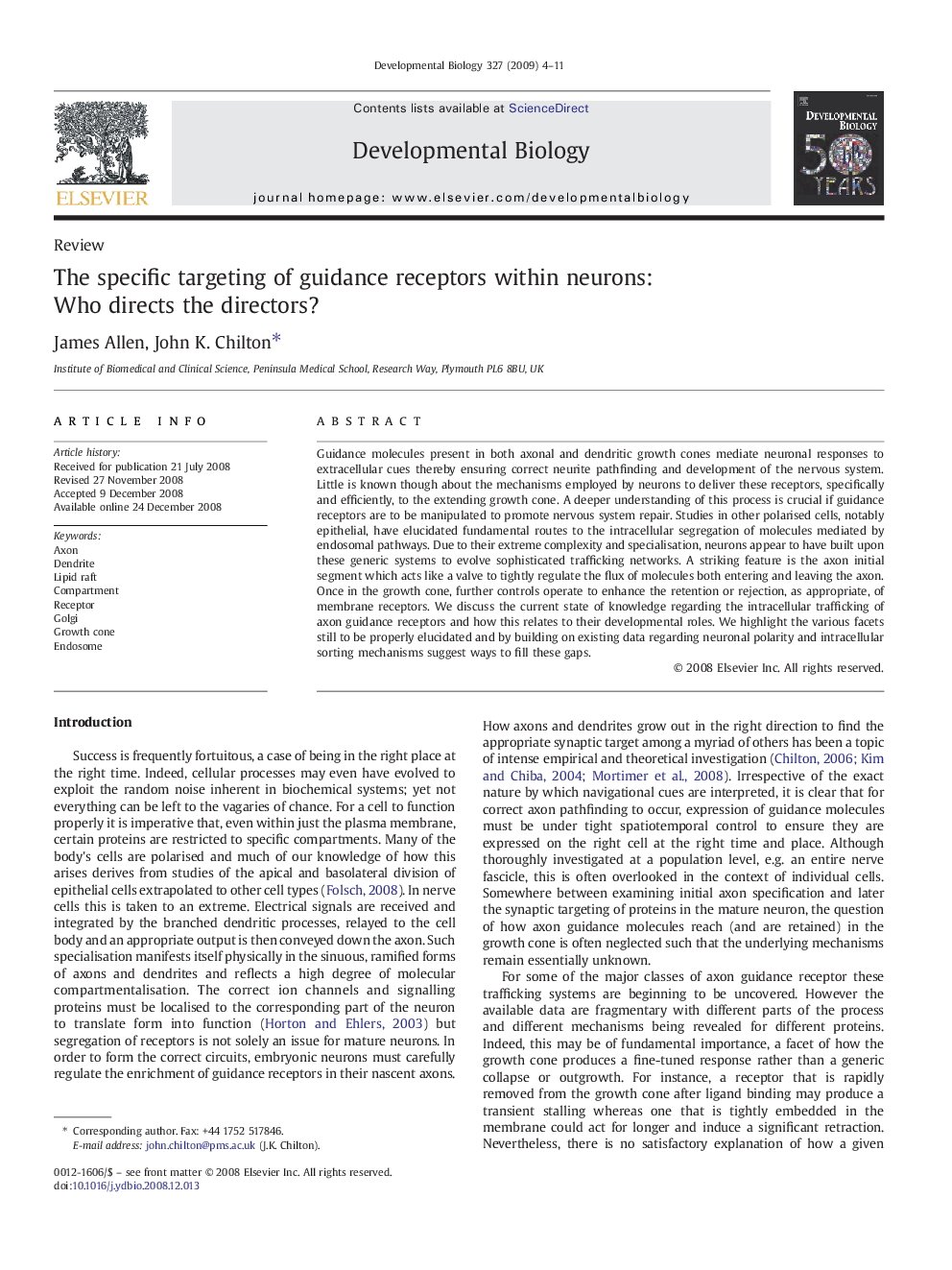 The specific targeting of guidance receptors within neurons: Who directs the directors?