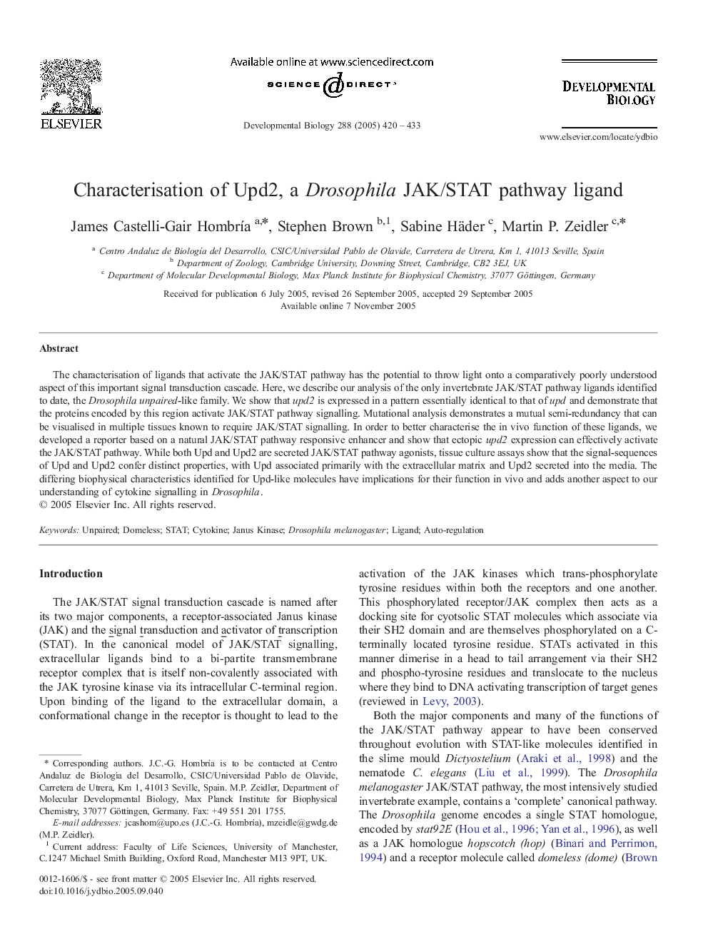 Characterisation of Upd2, a Drosophila JAK/STAT pathway ligand