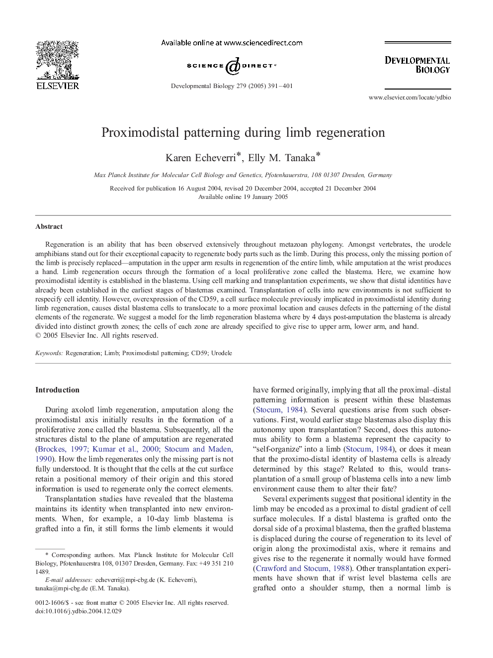 Proximodistal patterning during limb regeneration