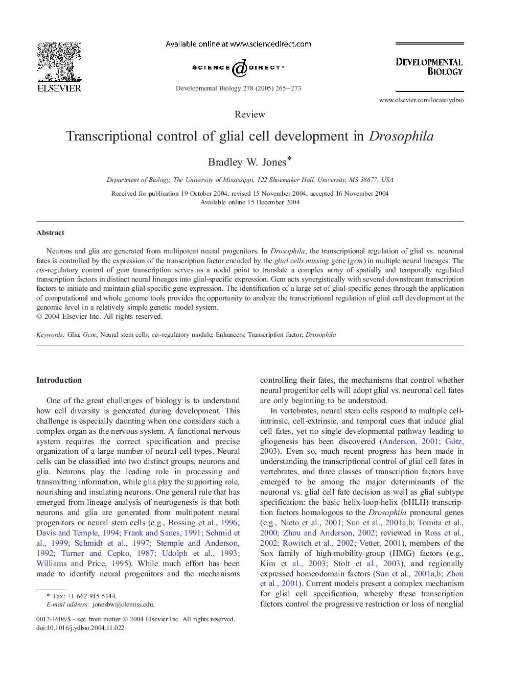 Transcriptional control of glial cell development in Drosophila