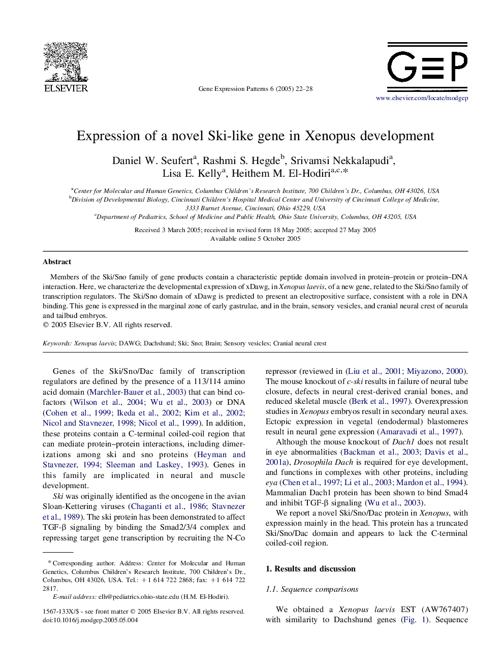 Expression of a novel Ski-like gene in Xenopus development