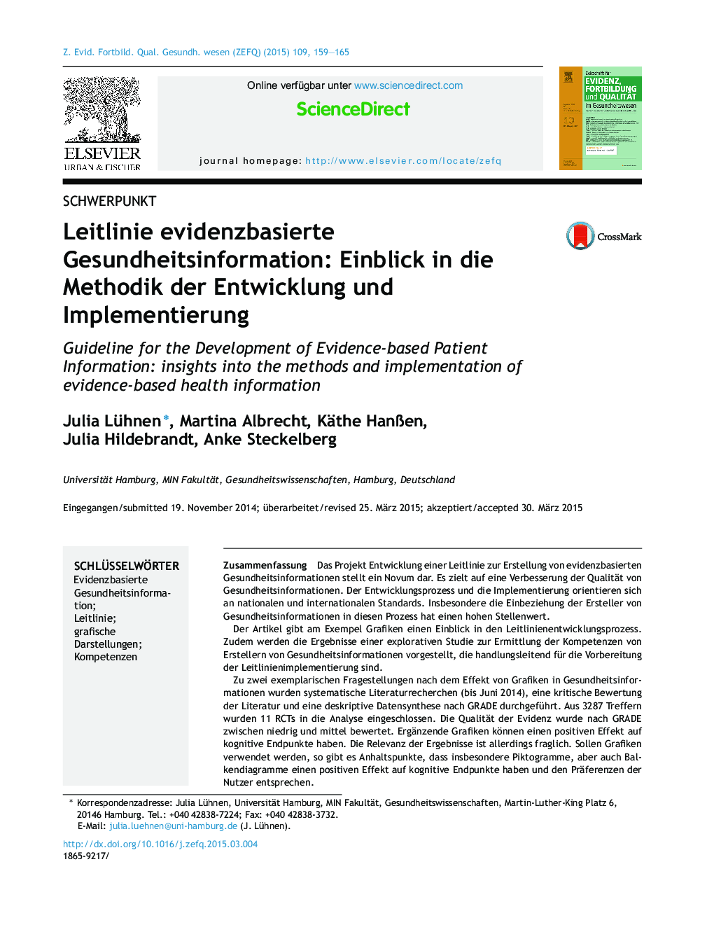 Leitlinie evidenzbasierte Gesundheitsinformation: Einblick in die Methodik der Entwicklung und Implementierung