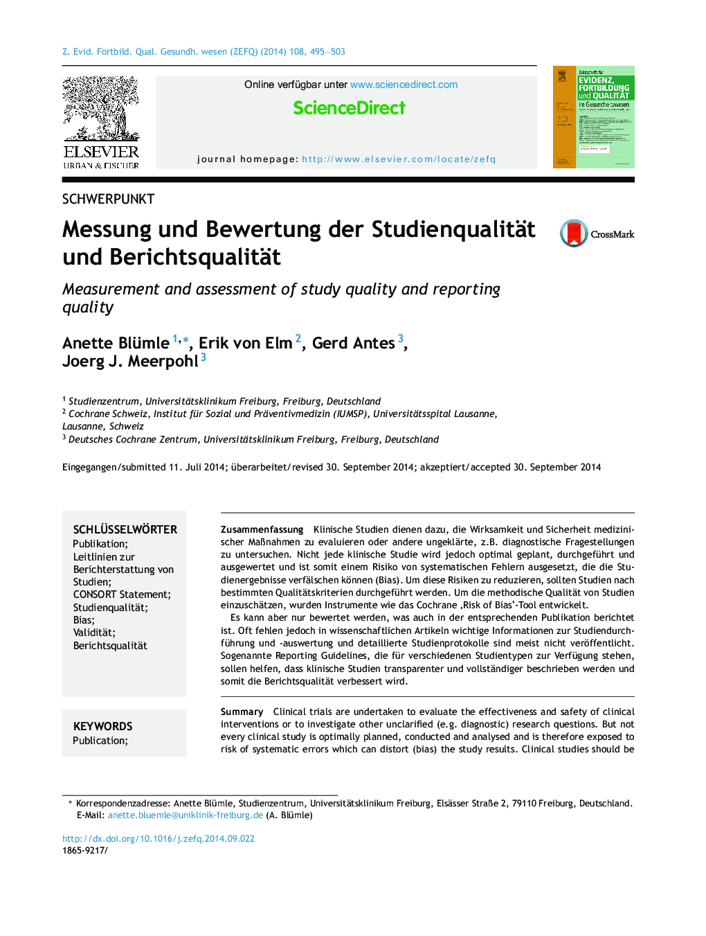 Messung und Bewertung der Studienqualität und Berichtsqualität