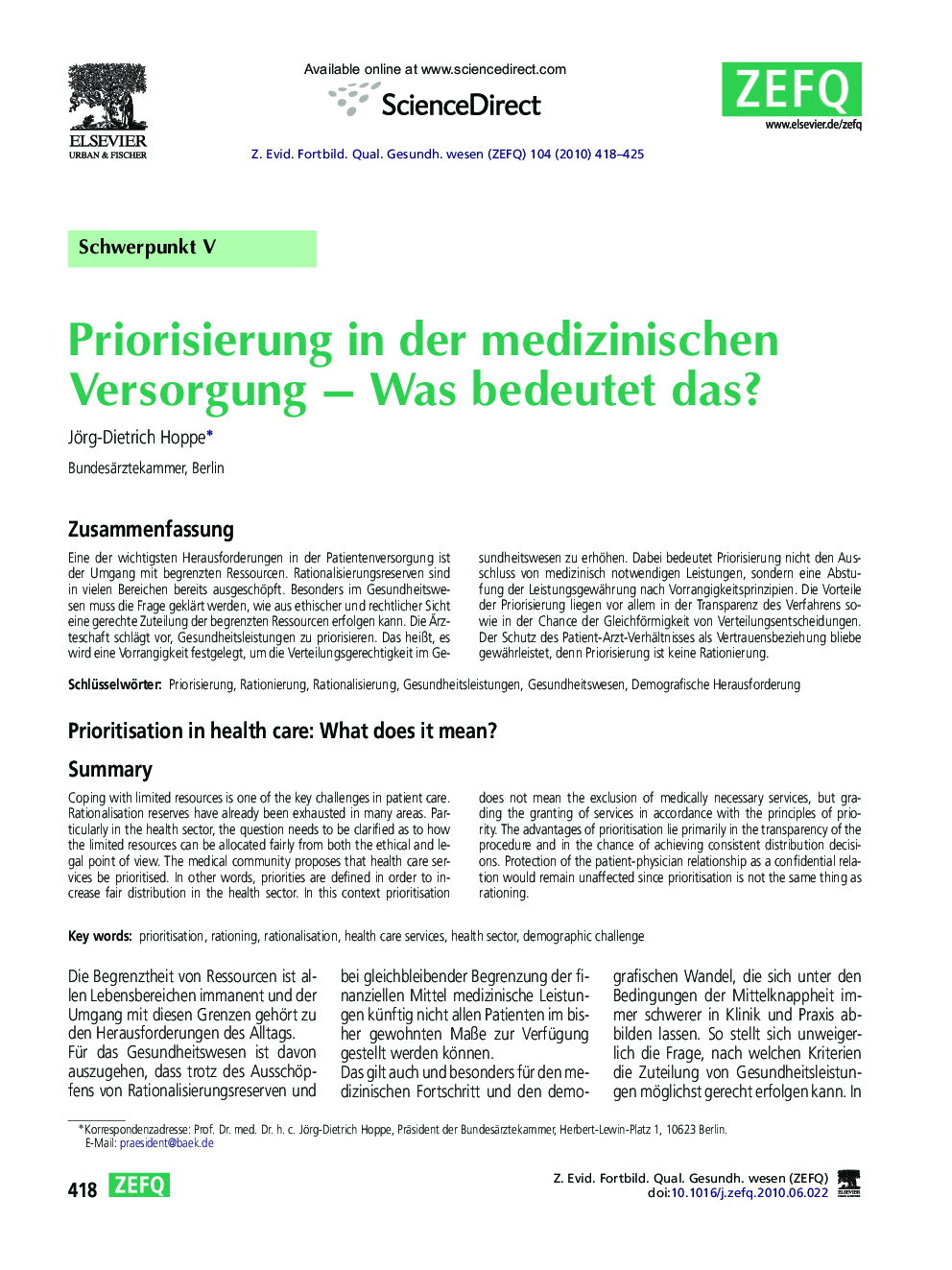 Priorisierung in der medizinischen Versorgung – Was bedeutet das?