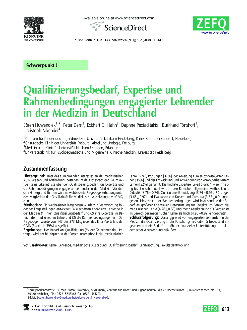 Qualifizierungsbedarf, Expertise und Rahmenbedingungen engagierter Lehrender in der Medizin in Deutschland