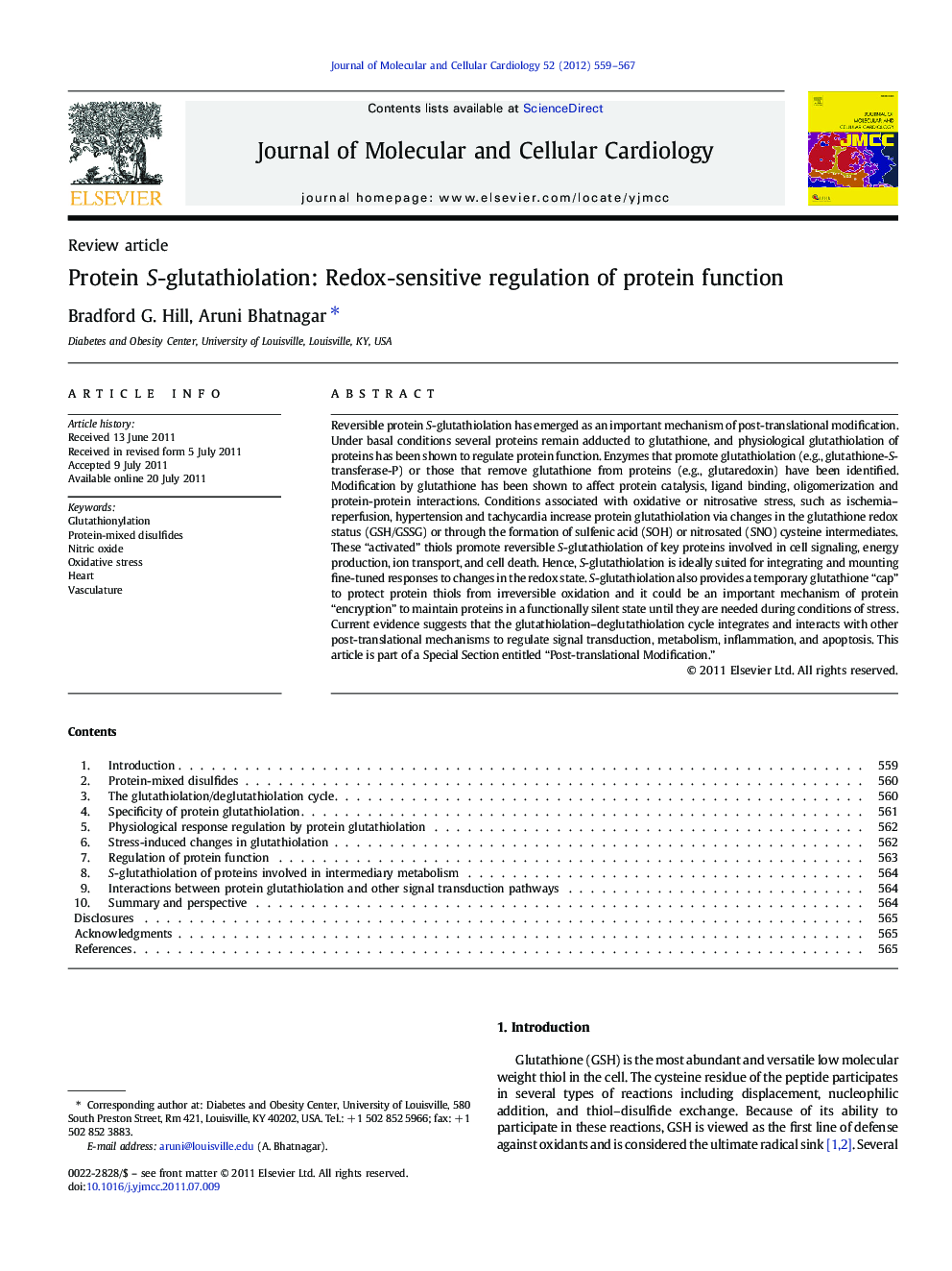 Protein S-glutathiolation: Redox-sensitive regulation of protein function