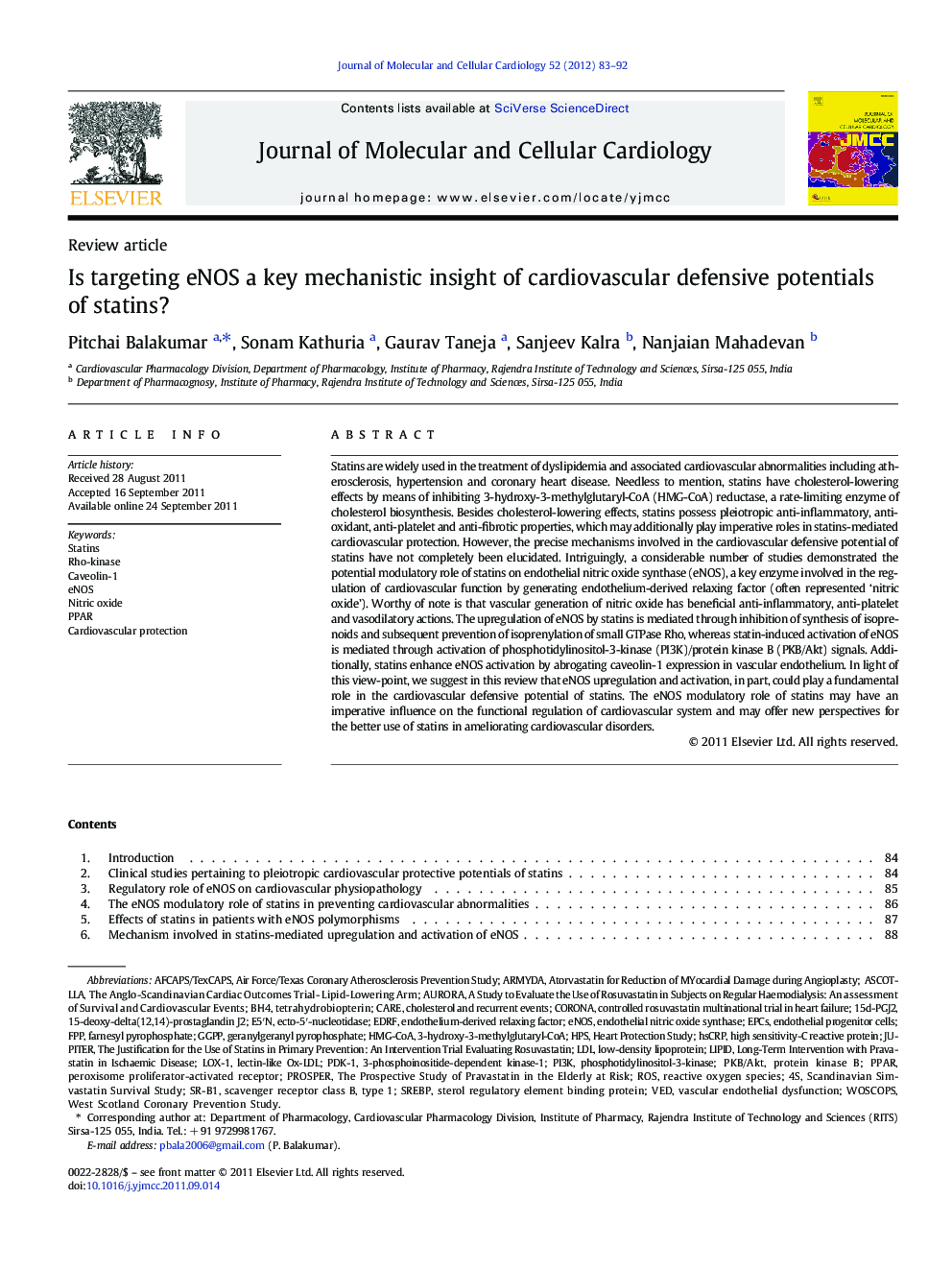 Is targeting eNOS a key mechanistic insight of cardiovascular defensive potentials of statins?