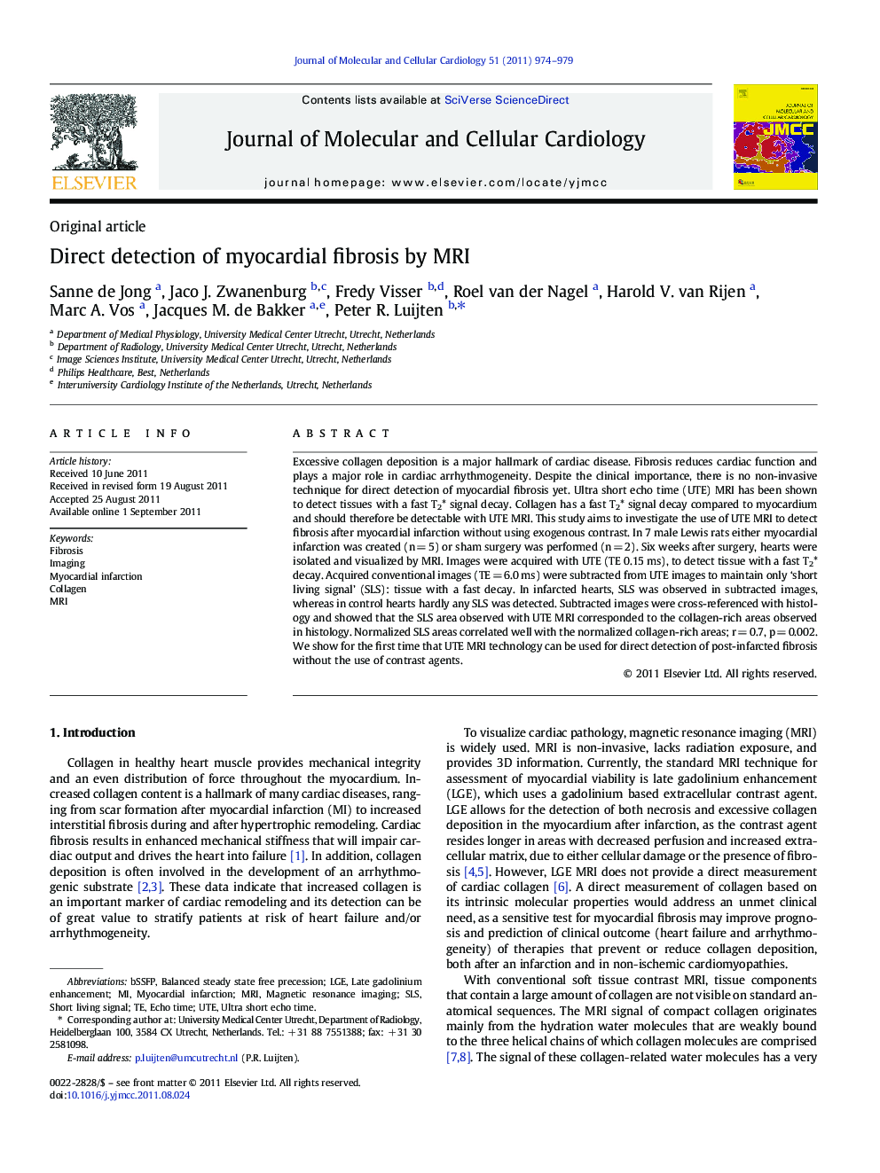 Direct detection of myocardial fibrosis by MRI