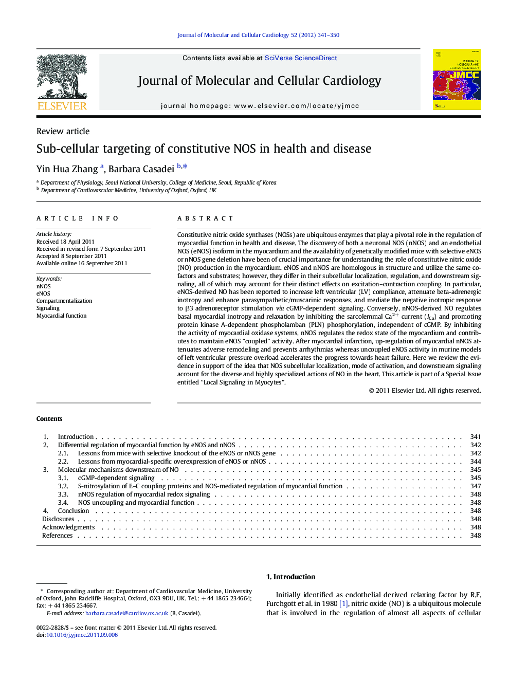 Sub-cellular targeting of constitutive NOS in health and disease