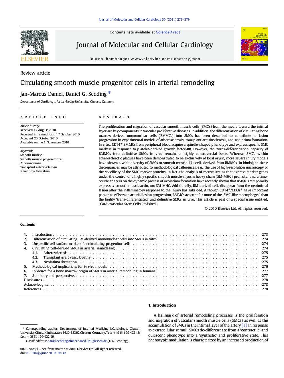 Circulating smooth muscle progenitor cells in arterial remodeling