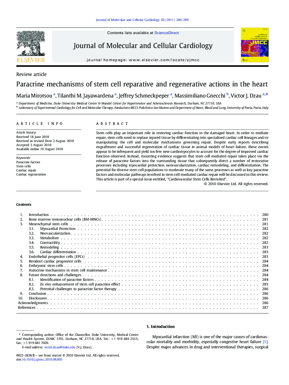 Paracrine mechanisms of stem cell reparative and regenerative actions in the heart