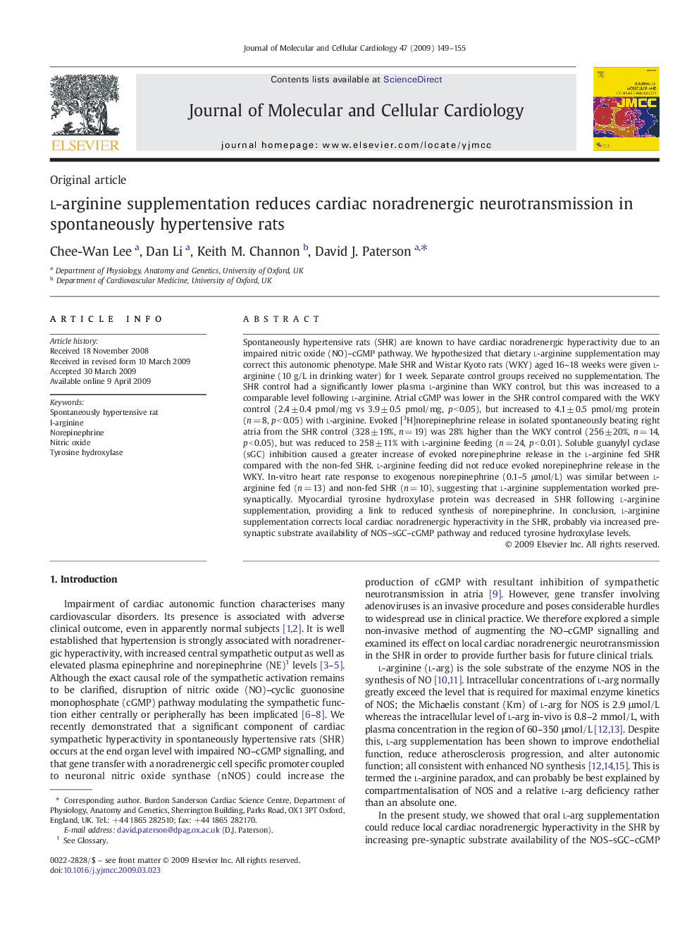 l-arginine supplementation reduces cardiac noradrenergic neurotransmission in spontaneously hypertensive rats