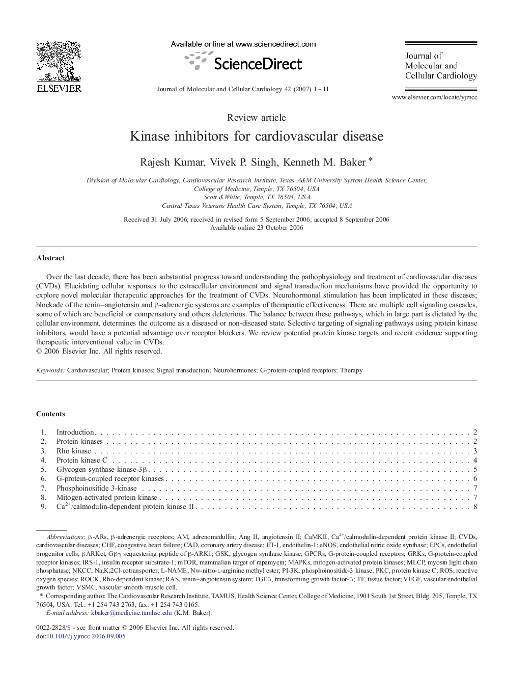 Kinase inhibitors for cardiovascular disease