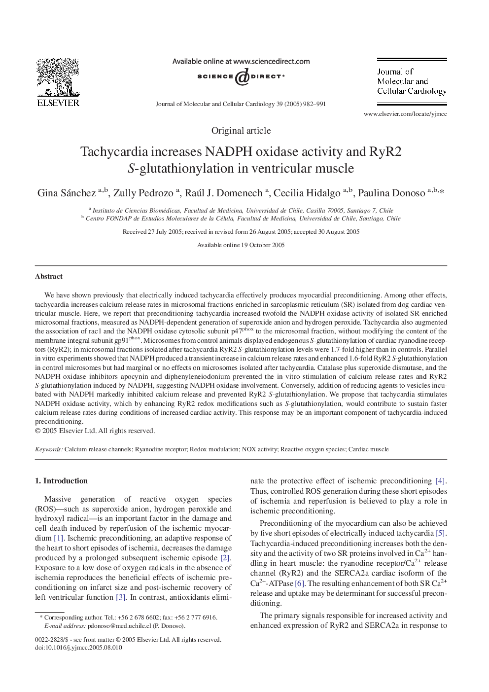 Tachycardia increases NADPH oxidase activity and RyR2 S-glutathionylation in ventricular muscle