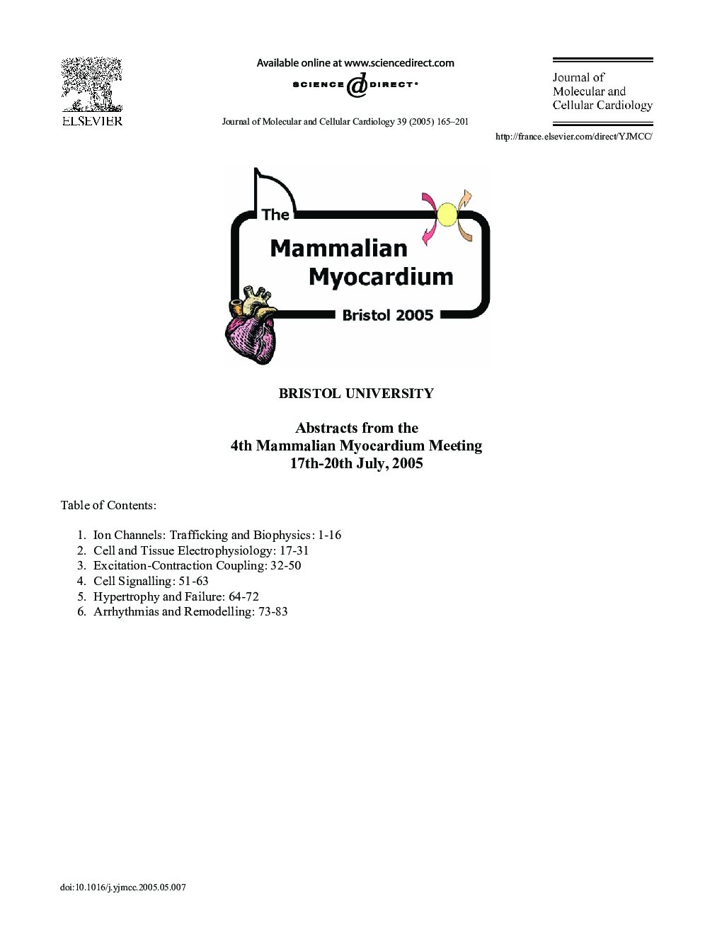 Abstracts from the 4th Mammalian Myocardium Meeting Bristol University 17th-20th July, 2005