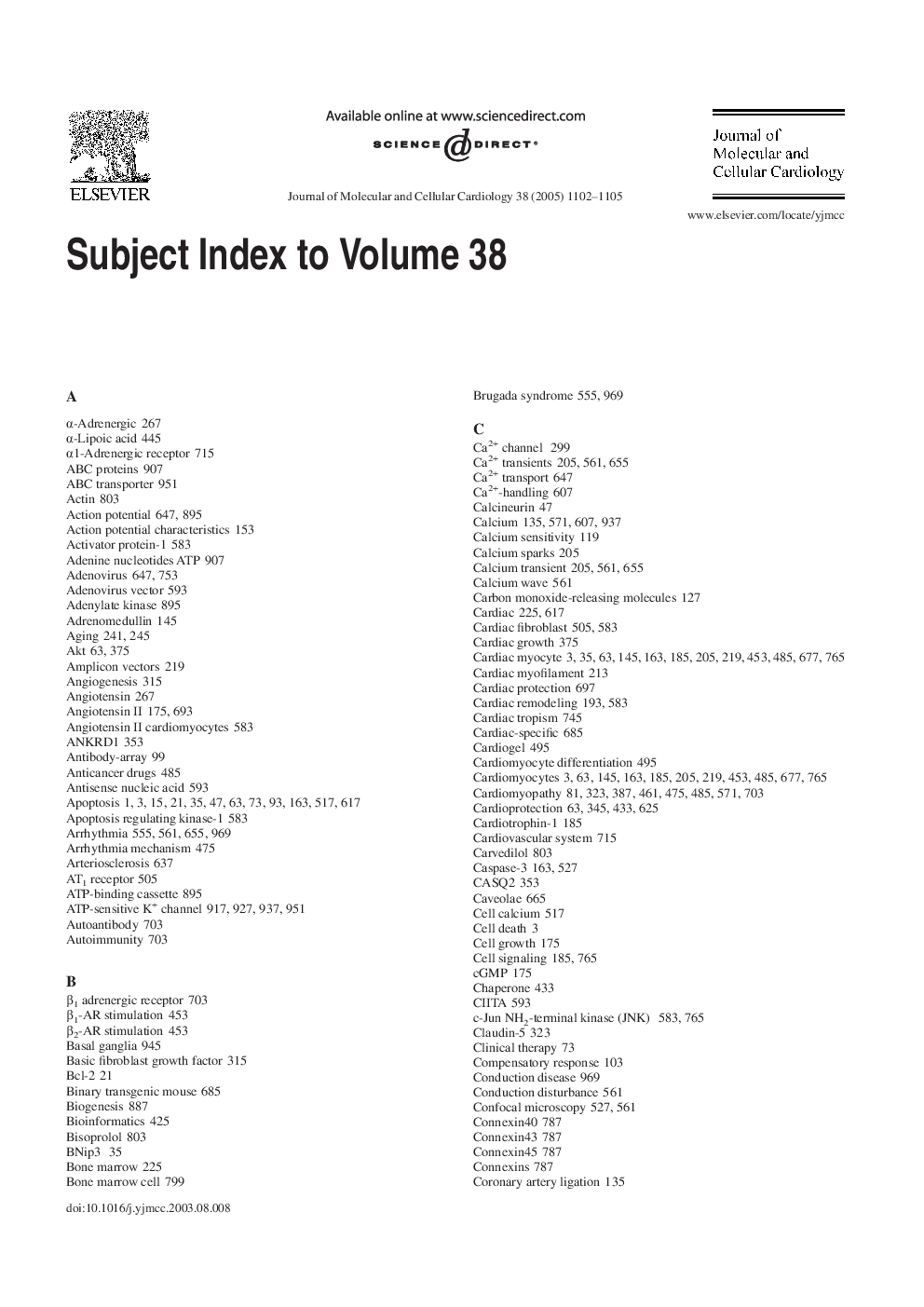 Subject Index to Volume