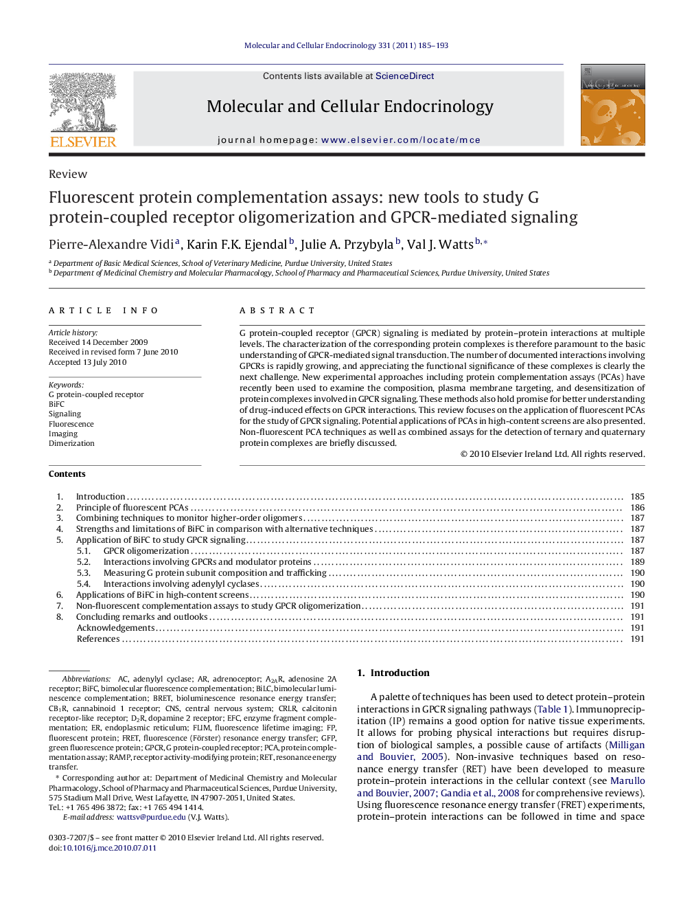 Fluorescent protein complementation assays: new tools to study G protein-coupled receptor oligomerization and GPCR-mediated signaling