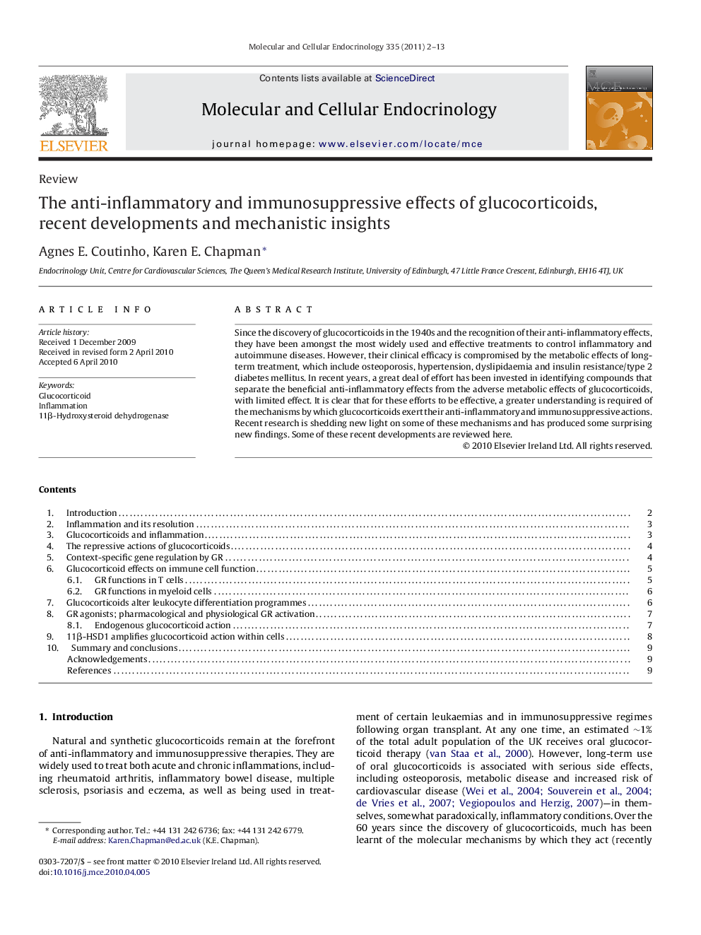 The anti-inflammatory and immunosuppressive effects of glucocorticoids, recent developments and mechanistic insights