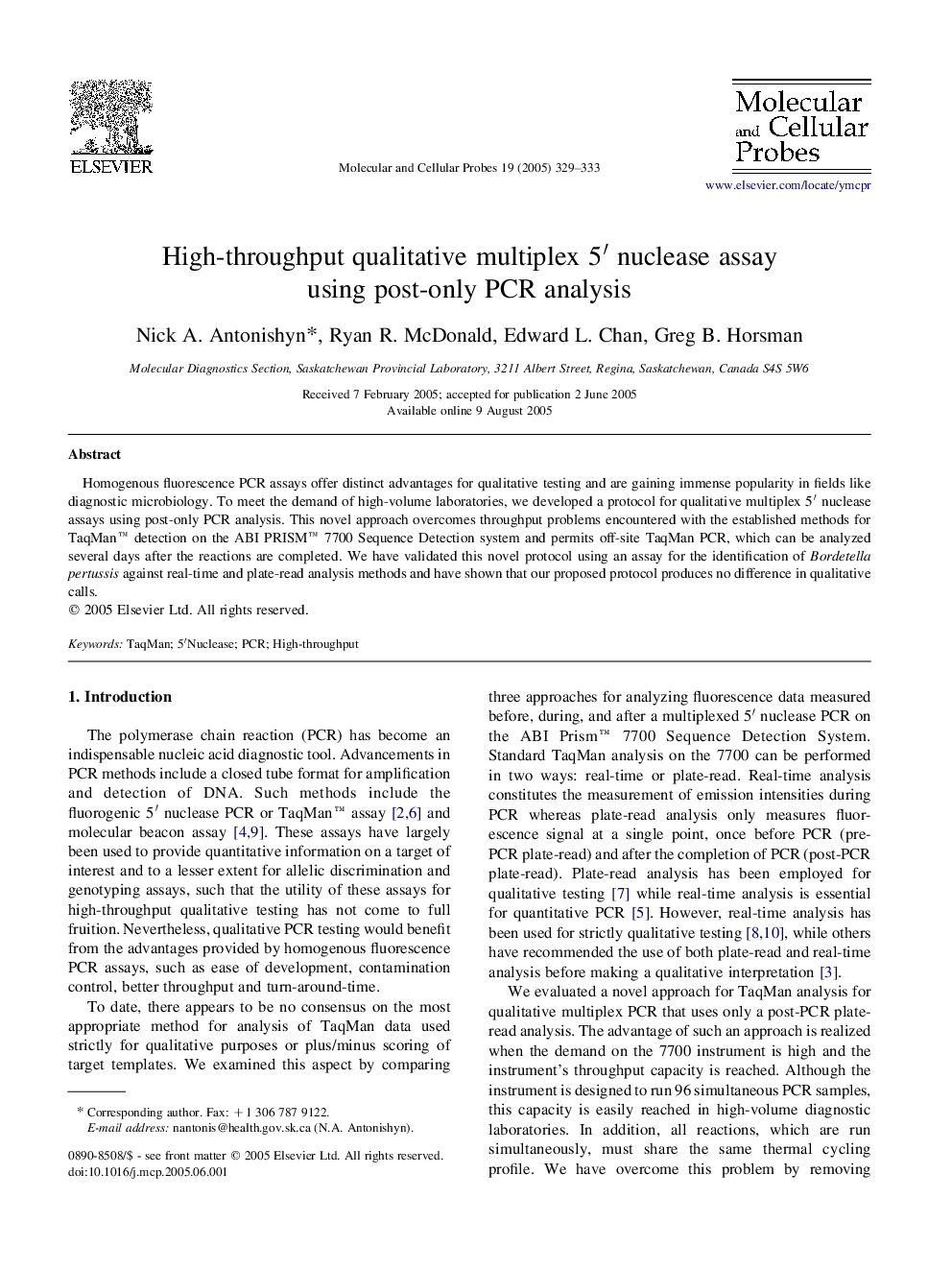 High-throughput qualitative multiplex 5â² nuclease assay using post-only PCR analysis