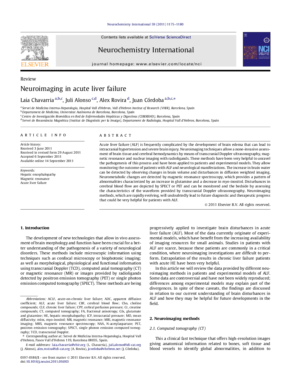 Neuroimaging in acute liver failure