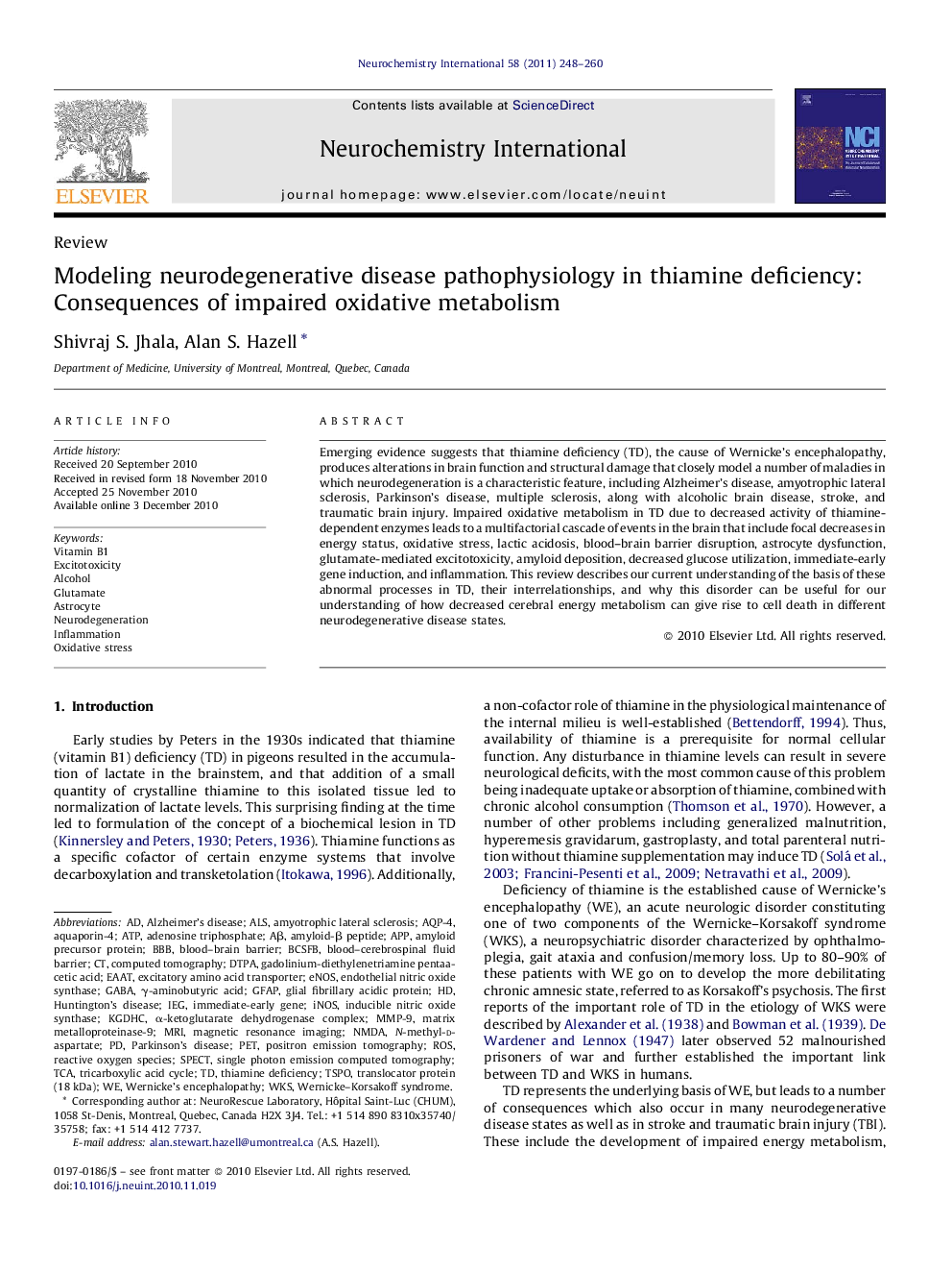 Modeling neurodegenerative disease pathophysiology in thiamine deficiency: Consequences of impaired oxidative metabolism