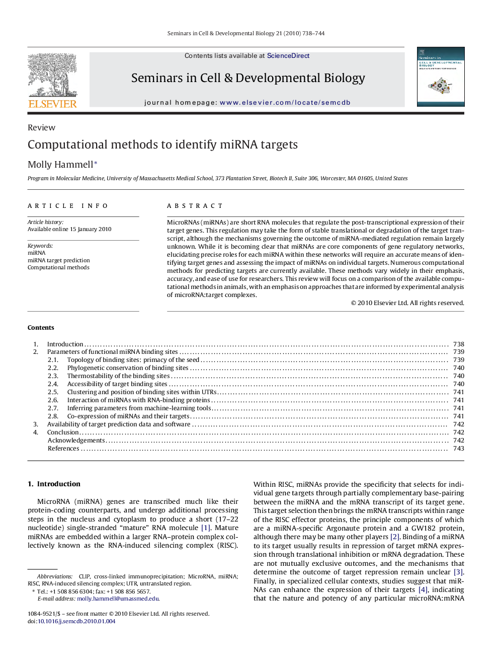 Computational methods to identify miRNA targets