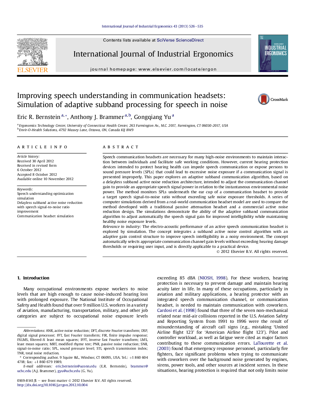 Improving speech understanding in communication headsets: Simulation of adaptive subband processing for speech in noise