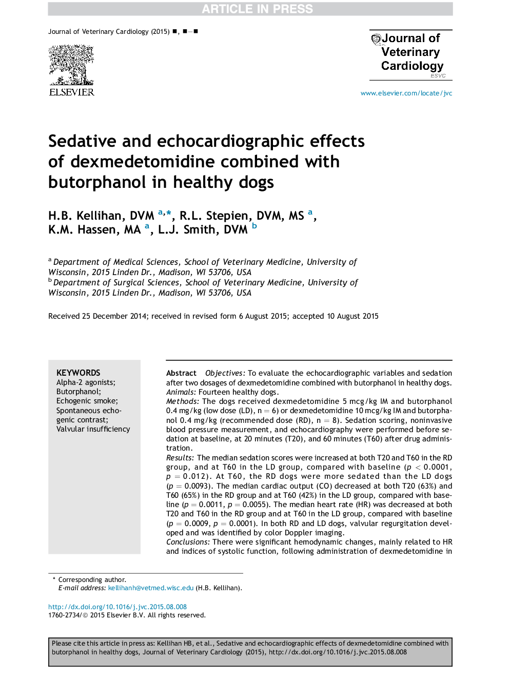 Sedative and echocardiographic effects of dexmedetomidine combined with butorphanol in healthy dogs