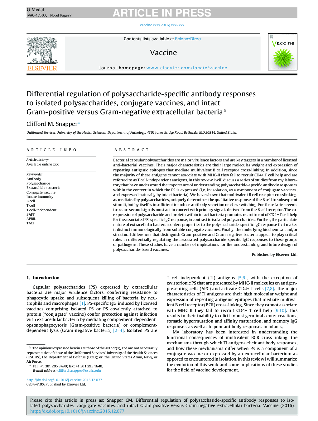 Differential regulation of polysaccharide-specific antibody responses to isolated polysaccharides, conjugate vaccines, and intact Gram-positive versus Gram-negative extracellular bacteria