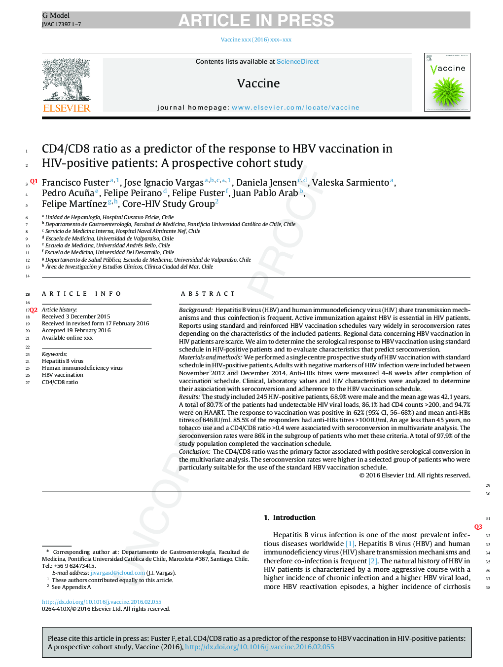 CD4/CD8 ratio as a predictor of the response to HBV vaccination in HIV-positive patients: A prospective cohort study