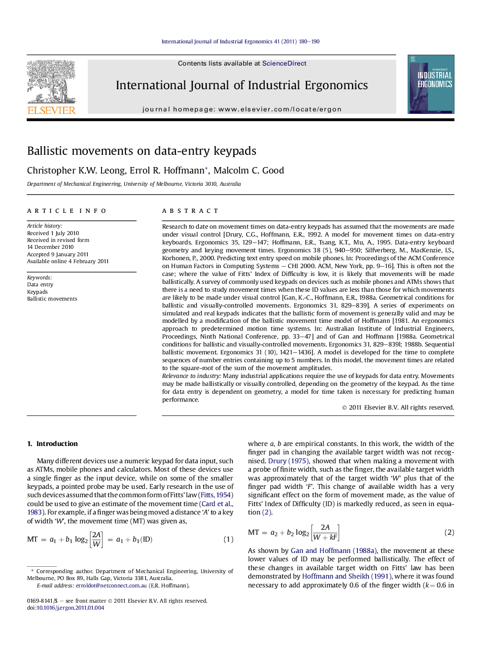 Ballistic movements on data-entry keypads