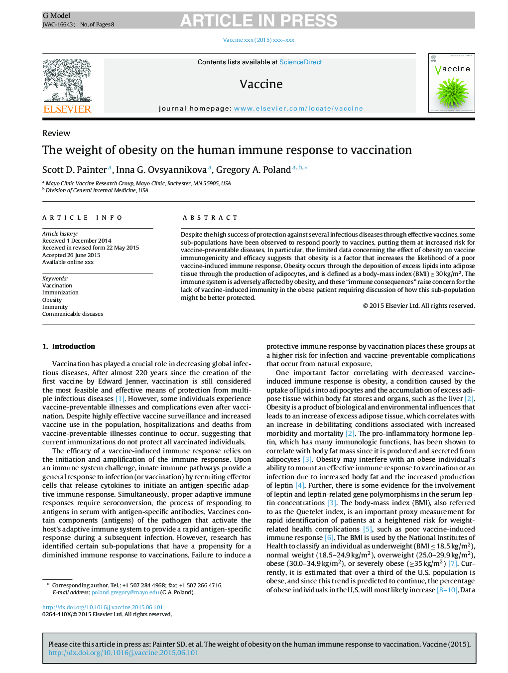 The weight of obesity on the human immune response to vaccination