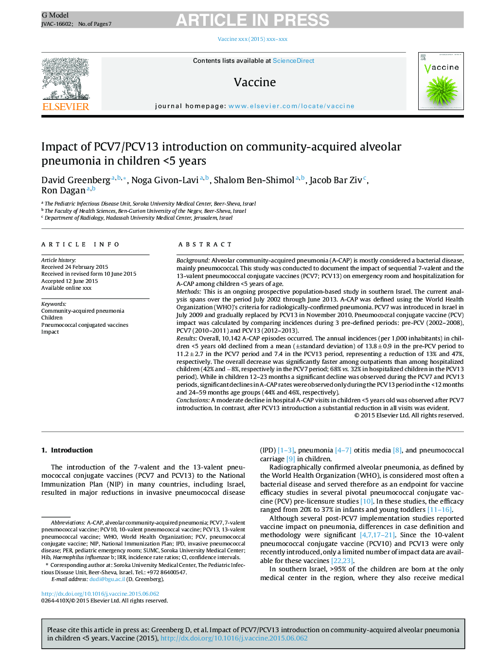 Impact of PCV7/PCV13 introduction on community-acquired alveolar pneumonia in children <5 years