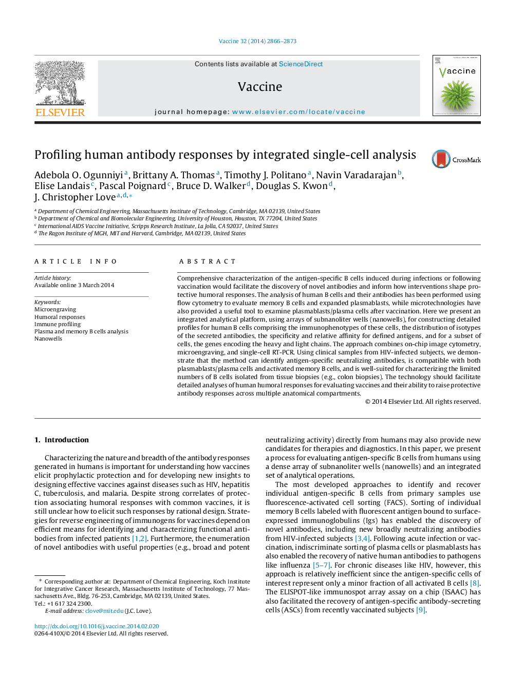 Profiling human antibody responses by integrated single-cell analysis