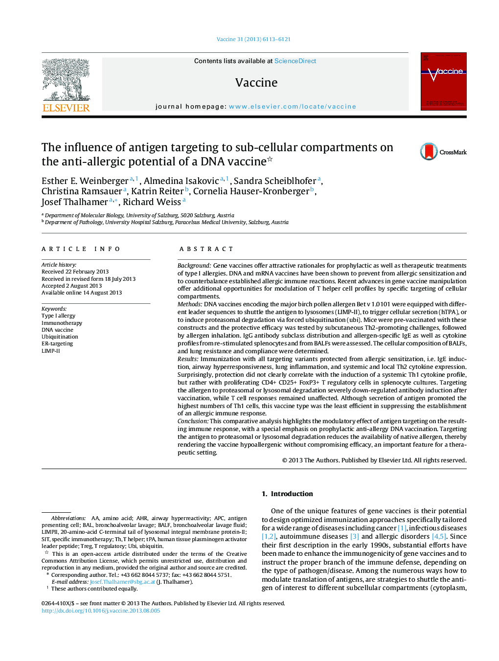 The influence of antigen targeting to sub-cellular compartments on the anti-allergic potential of a DNA vaccine