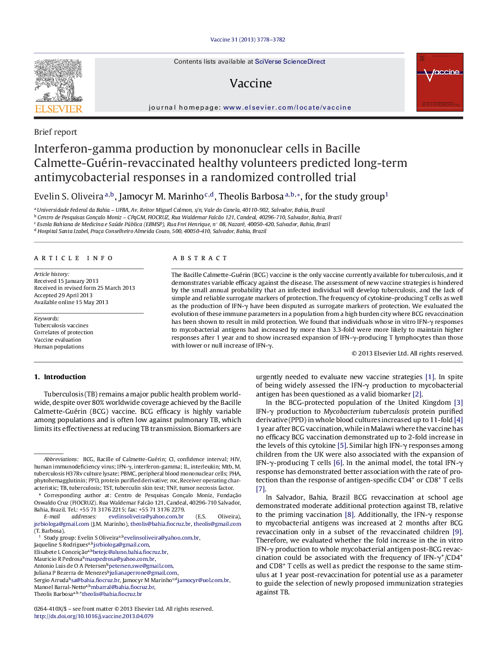 Interferon-gamma production by mononuclear cells in Bacille Calmette-Guérin-revaccinated healthy volunteers predicted long-term antimycobacterial responses in a randomized controlled trial